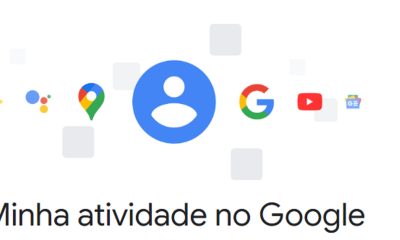 Ilustração da página Minha Atividade do Google, com ícone de perfil cercado pelos logotipos dos serviços da empresa